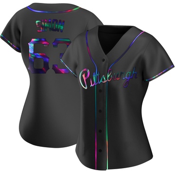 Black Holographic Replica Ronny Simon Women's Pittsburgh Pirates Alternate Jersey
