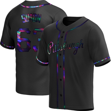 Black Holographic Replica Ronny Simon Youth Pittsburgh Pirates Alternate Jersey